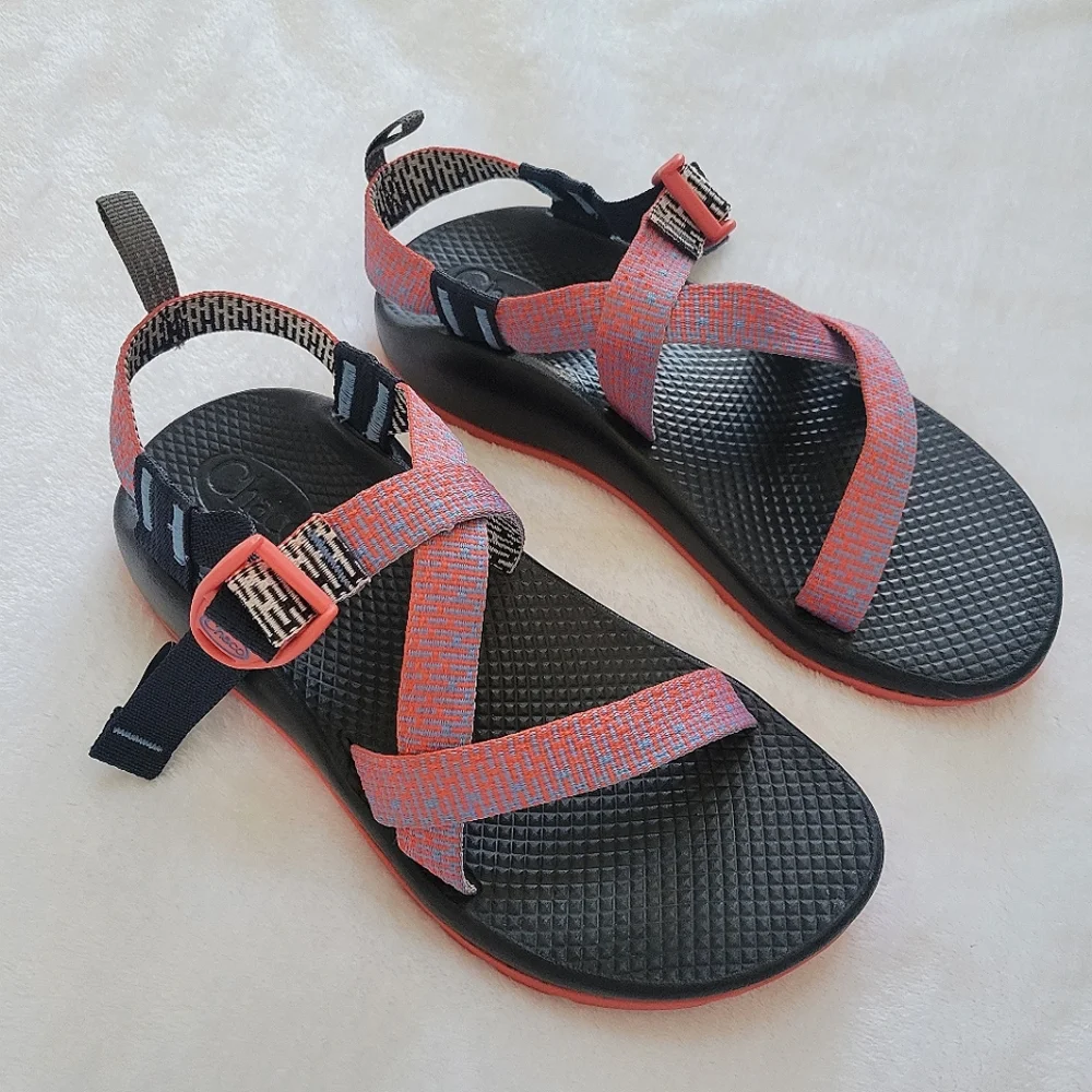 Chaco‎ Z/1 Classic Sandals Kids Size 5 Coral Blue Patterned